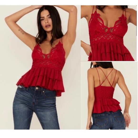 Free People Adella Cami Red Top - Picture 11 of 11
